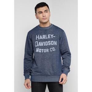 Harley-Davidson Mens Navy Blue Long Sleeve Amplifier Crew Neck Sweatshirt Size M